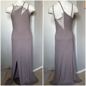 NWT Zara Asymmetrical Lace Ribbed Long Dress with Slit